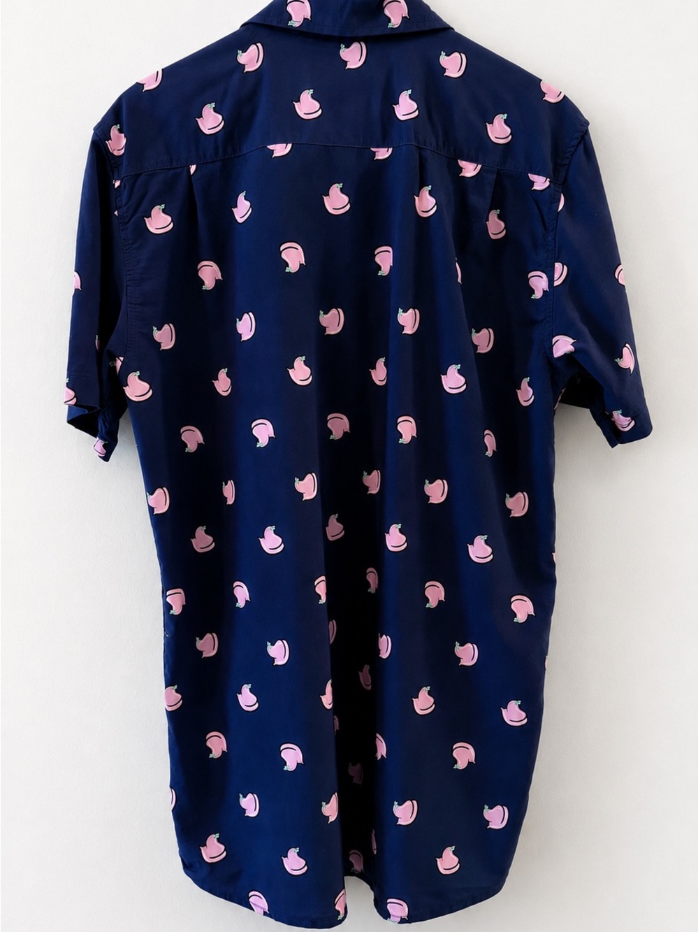 Tipsy Elves Navy Pink Peach Print Button-Up Shirt  L Fun Novel summer shirt - Picture 2 of 6